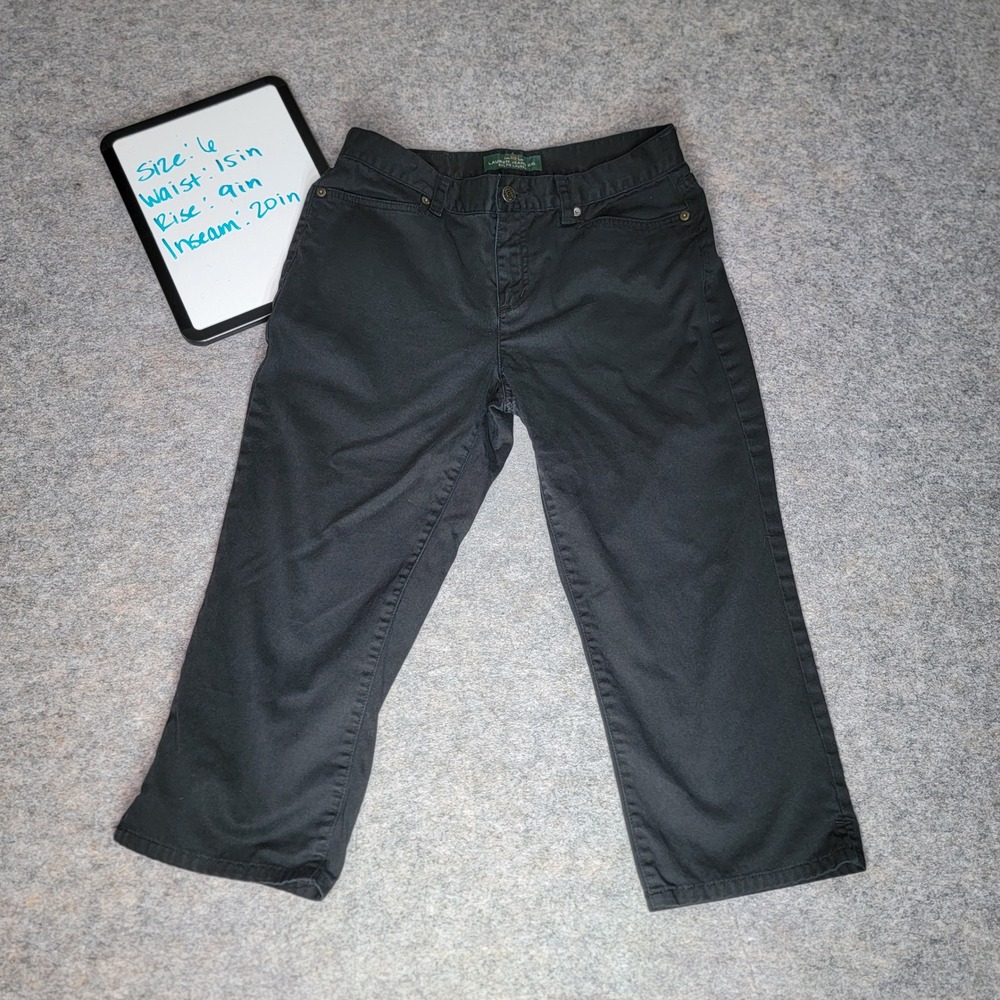 Vintage Lauren Jean Co. Ralph Lauren Classic Midcalf Black Capri Pants Size‎ 6